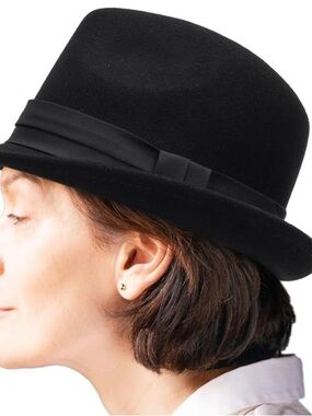 Unisex Black Fedora Hat size 58 cms